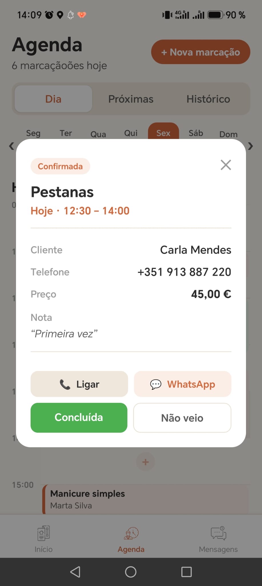 Confirmação da marcação